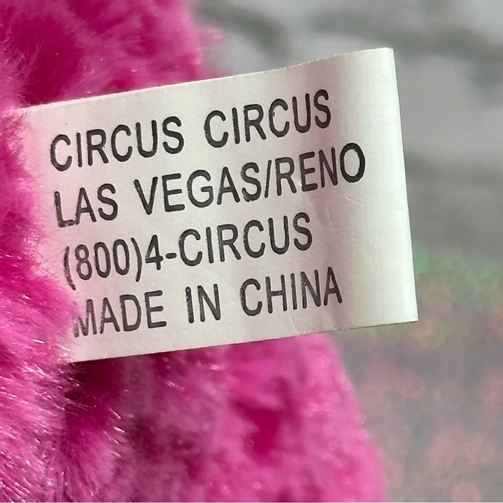 Circus Circus Pink BEAR I Love Reno Plush Waffle Fur Bow Heart Stuffed Animal